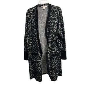 New York Laundry Leopard Print Long Open front Black/White cardigan size 1X